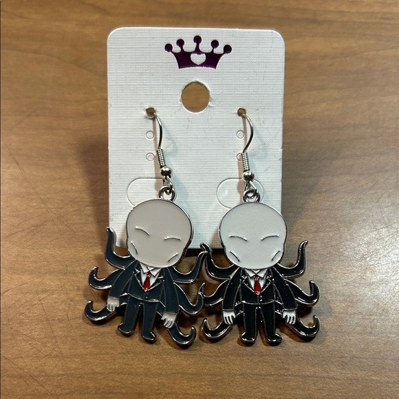 Black and Silver Octopus Earrings - Picture 1 of 1